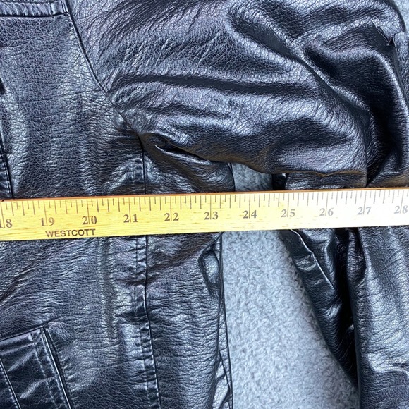 Levis‎ Mens Black Faux Leather Hooded Trucker Jacket Large Full Zip - Picture 4 of 8